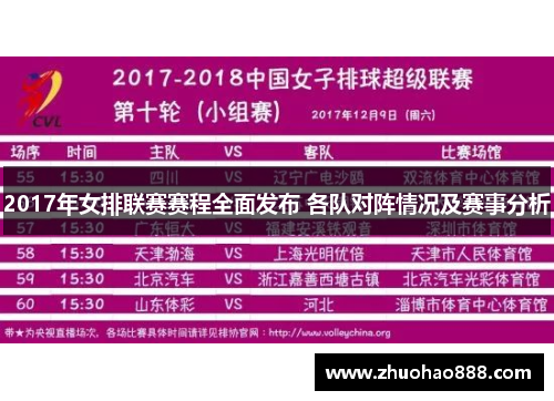 2017年女排联赛赛程全面发布 各队对阵情况及赛事分析